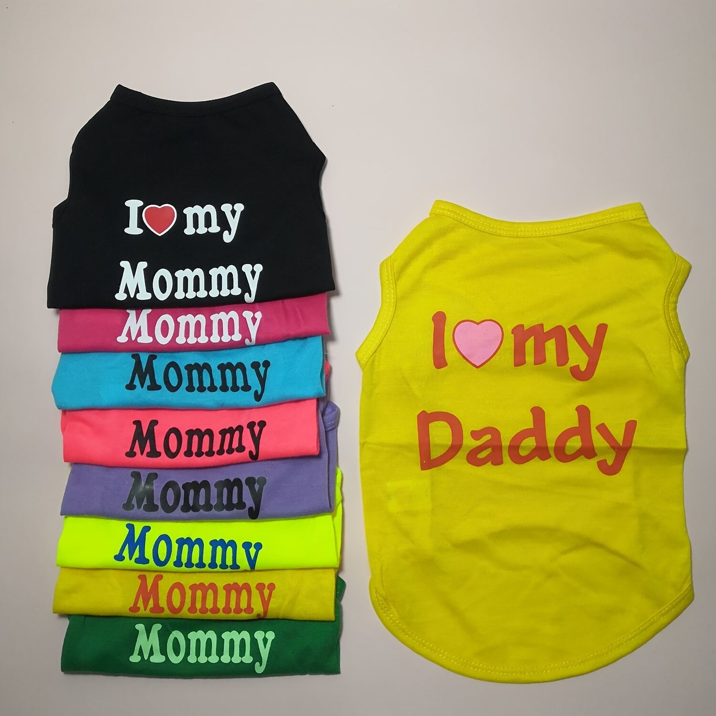 1pc Breathable Pet Vest for Summer Parties - Adorable 'I Love My Daddy/Mommy' Graphic Design for Dogs and Cats