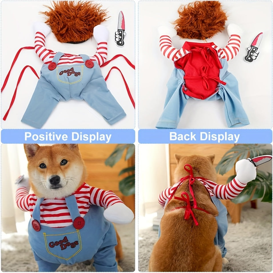 Spooky Pet Costumes for Medium & Large Dogs - Polyester Pullover Horror Theme Outfits for Christmas & Halloween - Woven, Easy to Wear, and Fun!