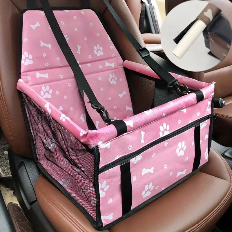 Pet Car Booster Seat For Dog Cat Portable And Breathable Bag With Seat Belt Dog Carrier Safety Stable For Travel Look Out With Clip On Leash With PVC Tube Christmas Gift