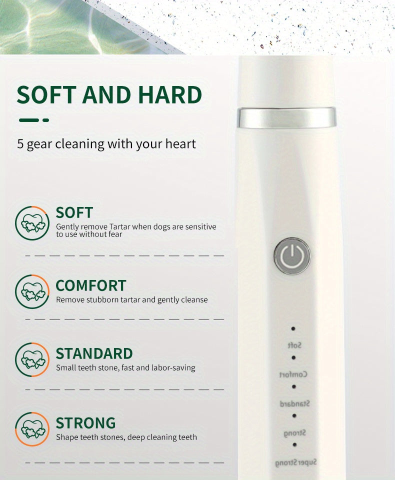 Pet Teeth Cleaning Kit With LED Light For Dogs, 5 Modes For Teeth Care To Remove Stains Calculus, Dog Toothbrush Plaque And Tartar Remover