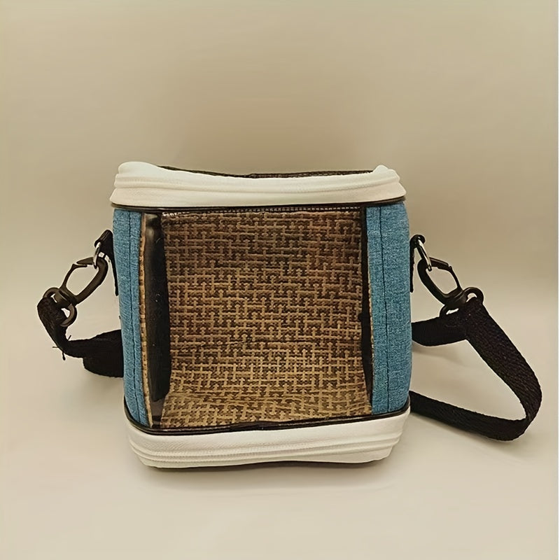 Portable Pet Bird Carrier Bag for Parrots - Durable Oxford Fabric, Transparent & Blue with Zip Closure and Handle, Ideal for Outdoor Training and Travel, Parrot Accessories