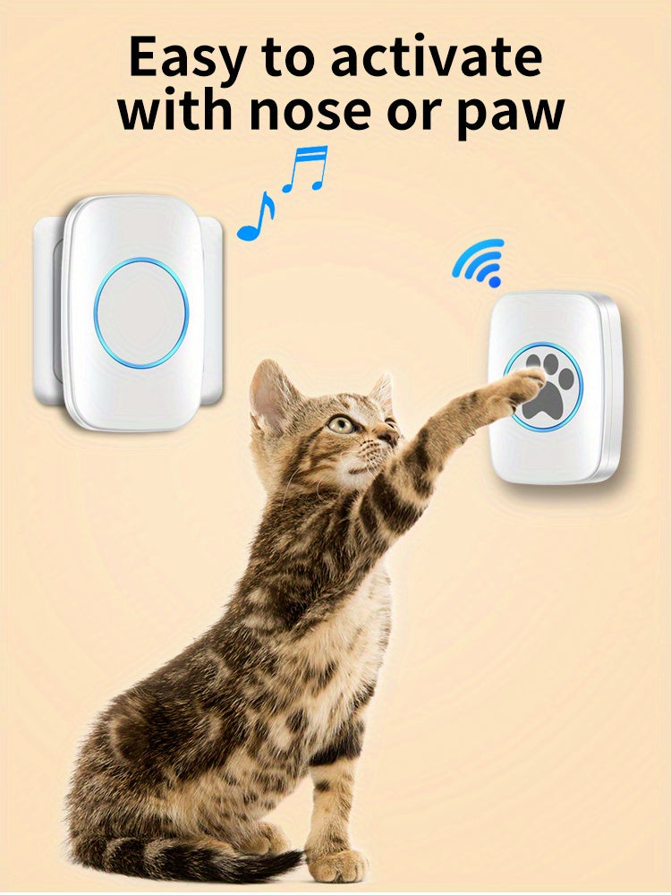 Wireless Pet Doorbell System - Easy Touch Training Aid for Dogs - 2 Receivers & Transmitters, High-Volume Chimes, Ideal for Indoor/Outdoor Use