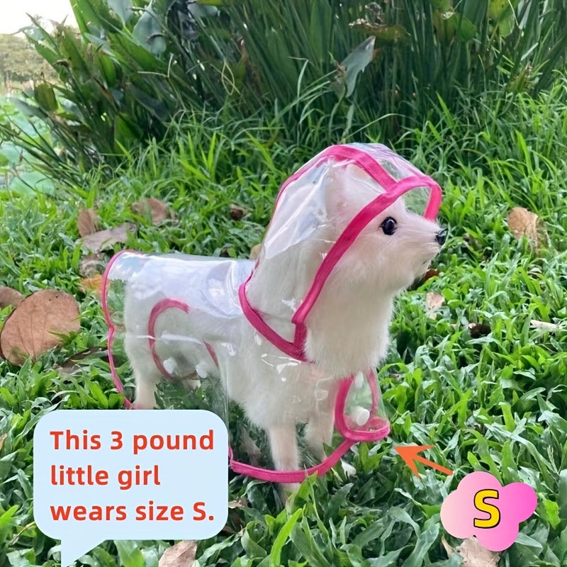 1pc Clear Transparent Hooded Pet Plastic Raincoat Poncho For Toy And Small Dogs And Cat Only Clothes