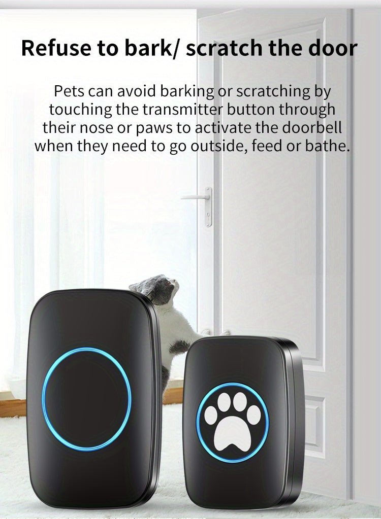Wireless Pet Doorbell System - Easy Touch Training Aid for Dogs - 2 Receivers & Transmitters, High-Volume Chimes, Ideal for Indoor/Outdoor Use