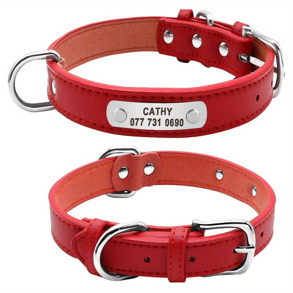 Custom Engraved Dog Collar with Personalized ID Tag - Durable Padded Pet Collar for Small, Medium & Large Dogs - Solid Pattern, Adjustable Fit, Secure Metal Hardware, Personalized Pet Accessory | Stylish Dog Collar | Durable