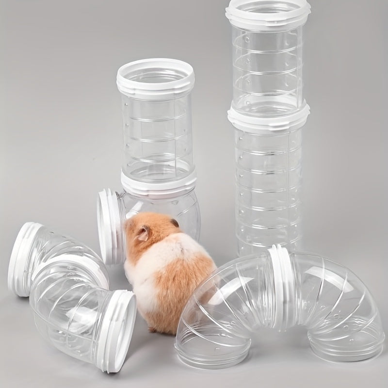 8pcs/set DIY Hamster Tunnel Toy Pet Rats Sports Training Pipeline Transparent Runway Toy Pet Hamster Game For Small Animal Accessories Mice Creative DIY Colorful Hoop Tubes Diam 2.17inch