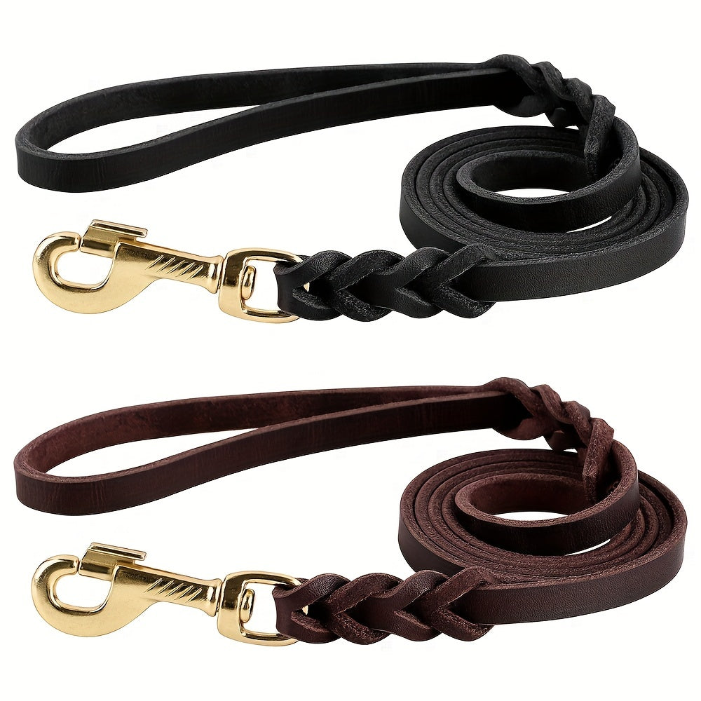 5ft Durable Braided Dog Leash - Adjustable Solid Color Pet Lead Rope with Metal Clasp for Medium & Large Dogs, Outdoor Walking & Daily Use, Stylish Dog Accessory