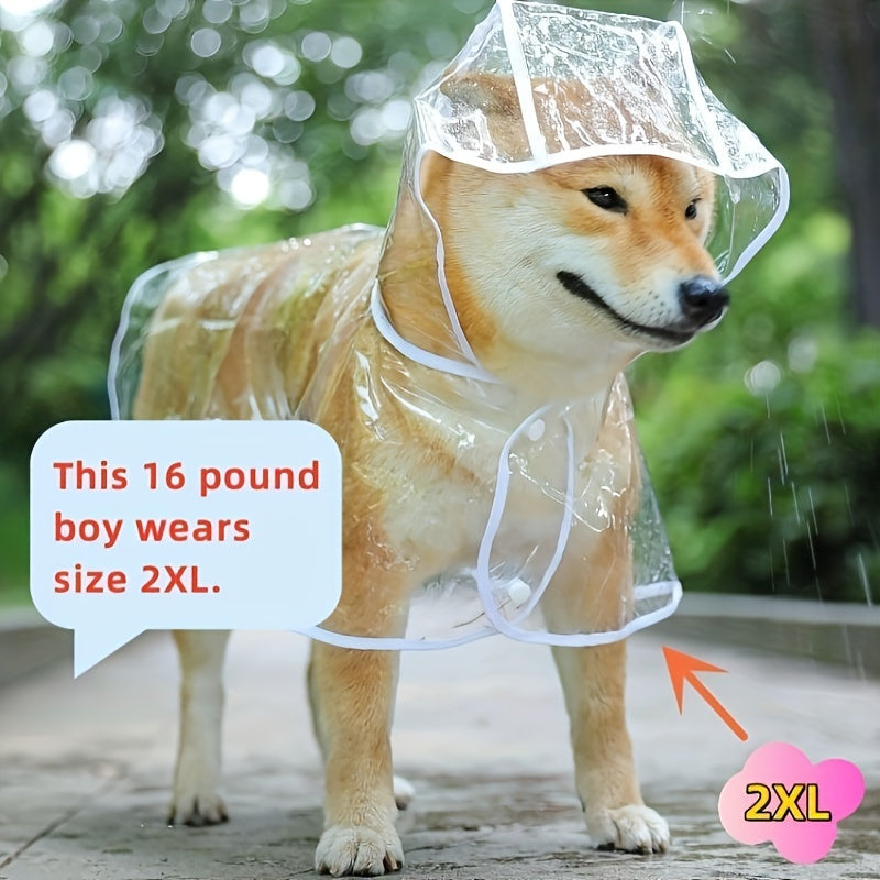 1pc Clear Transparent Hooded Pet Plastic Raincoat Poncho For Toy And Small Dogs And Cat Only Clothes