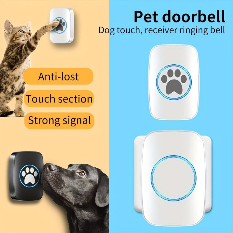 Wireless Pet Doorbell System - Easy Touch Training Aid for Dogs - 2 Receivers & Transmitters, High-Volume Chimes, Ideal for Indoor/Outdoor Use