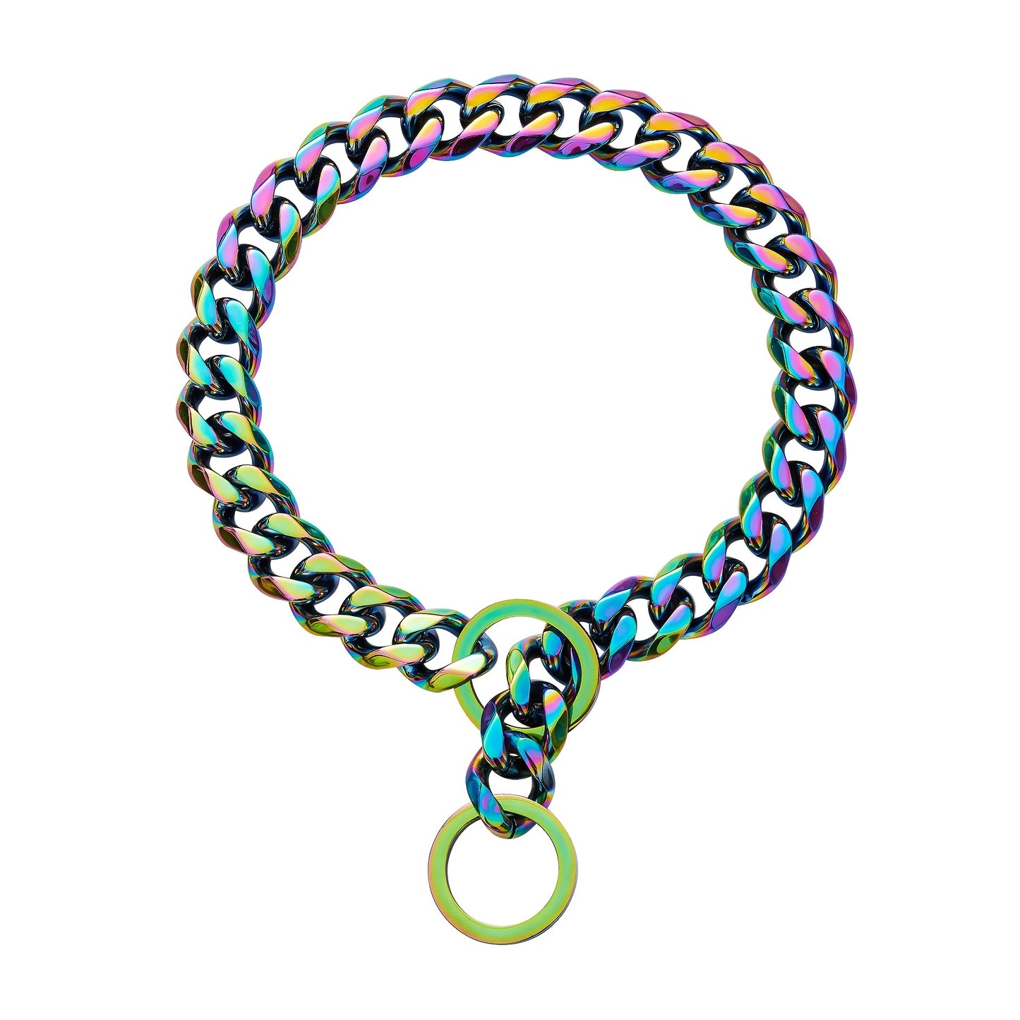 Titanium Steel Stainless Steel P Chain Colorful Cuban Chain Pet Dog Chain Heavy Duty Anti Slip Dog Collar