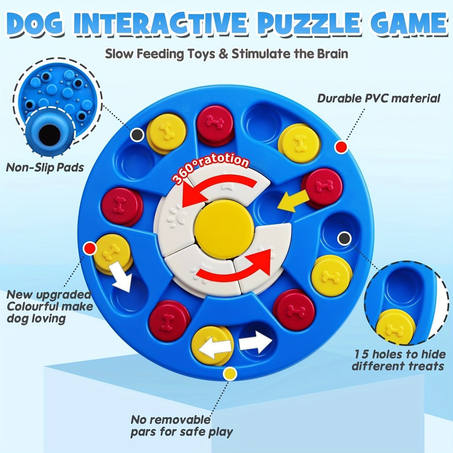 WINGPET 1pc Pet Puzzle Toy Slow Feeder Bowl For Dog & Cat, Interactive Dog Toy For Treats Training
