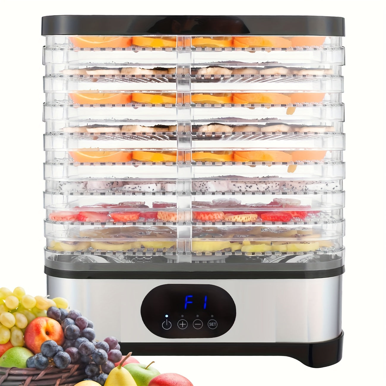 8-layer Food Dehydrator 400W Household Food Dryer, Dried Meat And Fruit Dryer, Used for Dried Meat, Fruit, Vanilla, Vegetables, Pet Snacks, Etc. Electric Food Fresher, 72-hour Timing, Adjustable Temperature And Wind Force, St