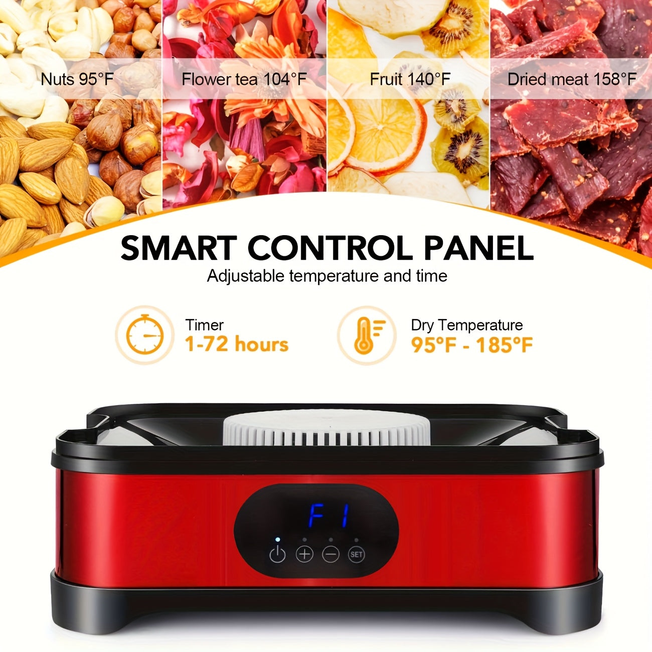 8-layer Food Dehydrator 400W Household Food Dryer, Dried Meat And Fruit Dryer, Used for Dried Meat, Fruit, Vanilla, Vegetables, Pet Snacks, Etc. Electric Food Fresher, 72-hour Timing, Adjustable Temperature And Wind Force, St