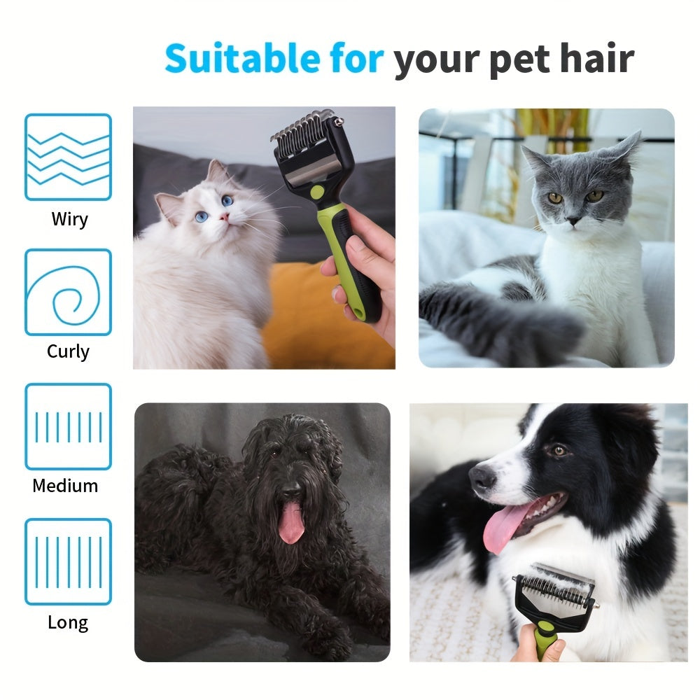 2-in-1 Ultimate Pet Grooming Brush for Medium to Large Dogs - Deshedding, Dematting, and Tangle Removal Tool for Short to Long Hair