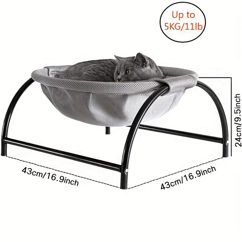 Alloy Steel Cat Hammock Bed, Free-Standing Pet Sleeping Bed, Easy Assembly, Washable, Stable Structure, Excellent Breathability, Indoor/Outdoor Use, Detachable Design for Cats