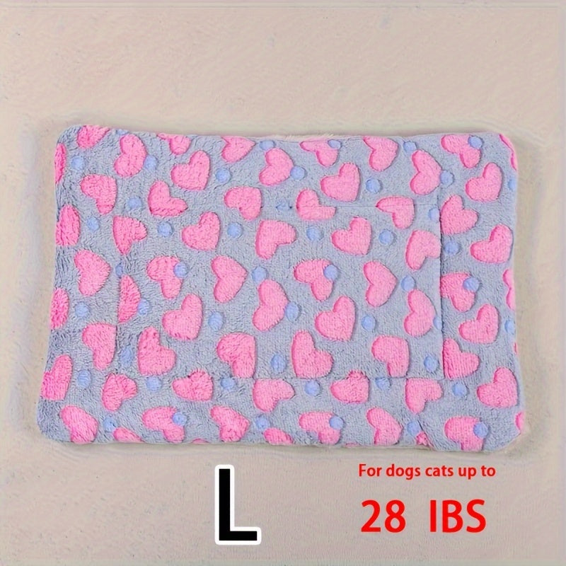 All-Season Dirt-Resistant Rectangular Pet Blanket - Comfortable Dog Paw Heart Print Pet Bed, 1pc