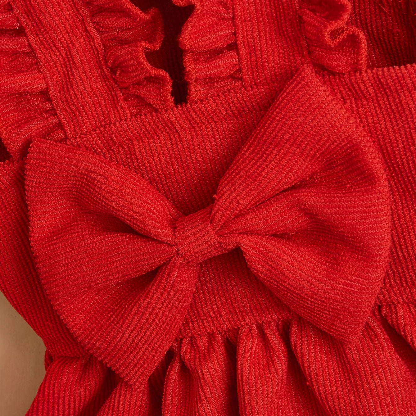 Adorable Red Corduroy Bowknot Dress for Small to Medium Dogs and Cats - All-Season Lightweight Pet Outfit with Matching Hair Clip, Perfect for Weddings, Christmas, and Special Occasions, Dog Dress