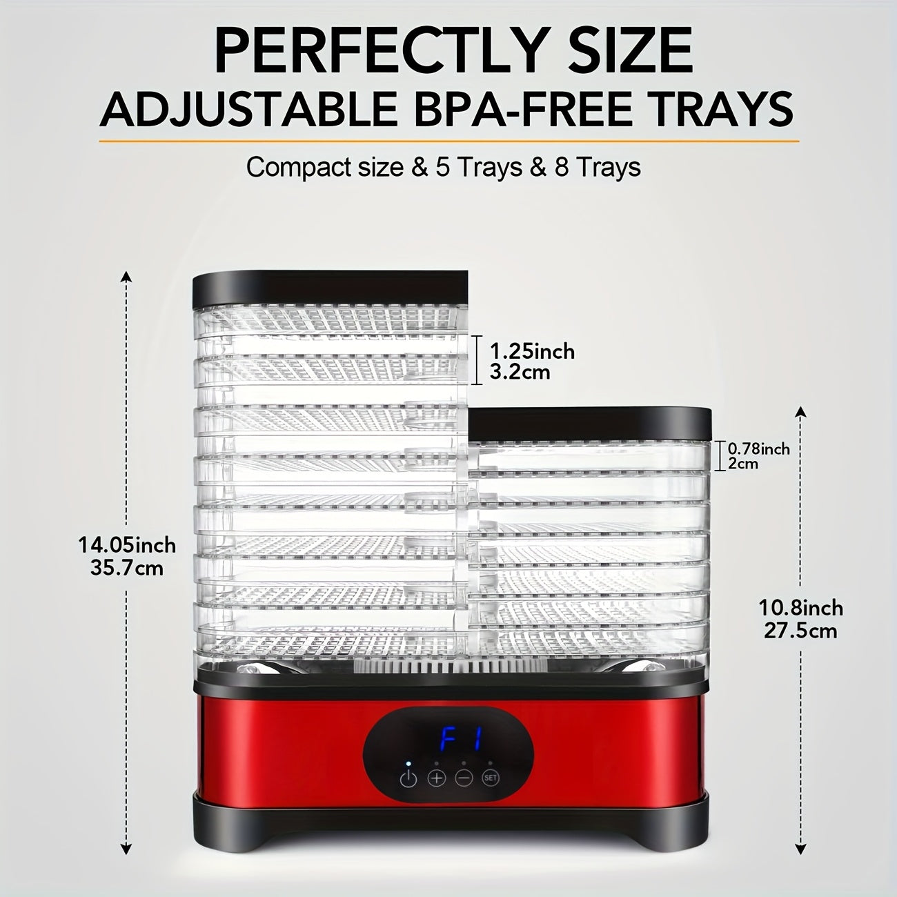 8-layer Food Dehydrator 400W Household Food Dryer, Dried Meat And Fruit Dryer, Used for Dried Meat, Fruit, Vanilla, Vegetables, Pet Snacks, Etc. Electric Food Fresher, 72-hour Timing, Adjustable Temperature And Wind Force, St