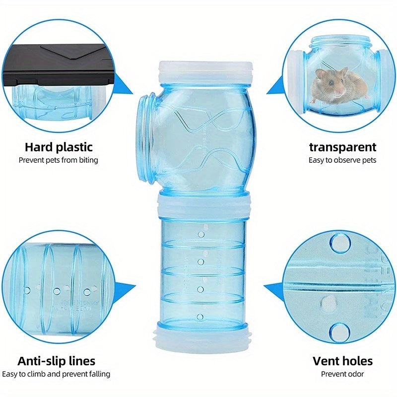 8pcs/set DIY Hamster Tunnel Toy Pet Rats Sports Training Pipeline Transparent Runway Toy Pet Hamster Game For Small Animal Accessories Mice Creative DIY Colorful Hoop Tubes Diam 2.17inch