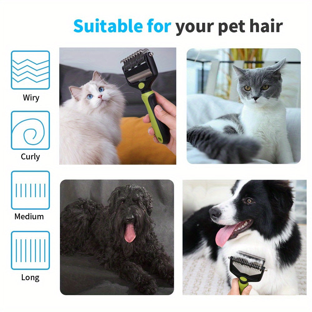 2-in-1 Ultimate Pet Grooming Brush for Medium to Large Dogs - Deshedding, Dematting, and Tangle Removal Tool for Short to Long Hair