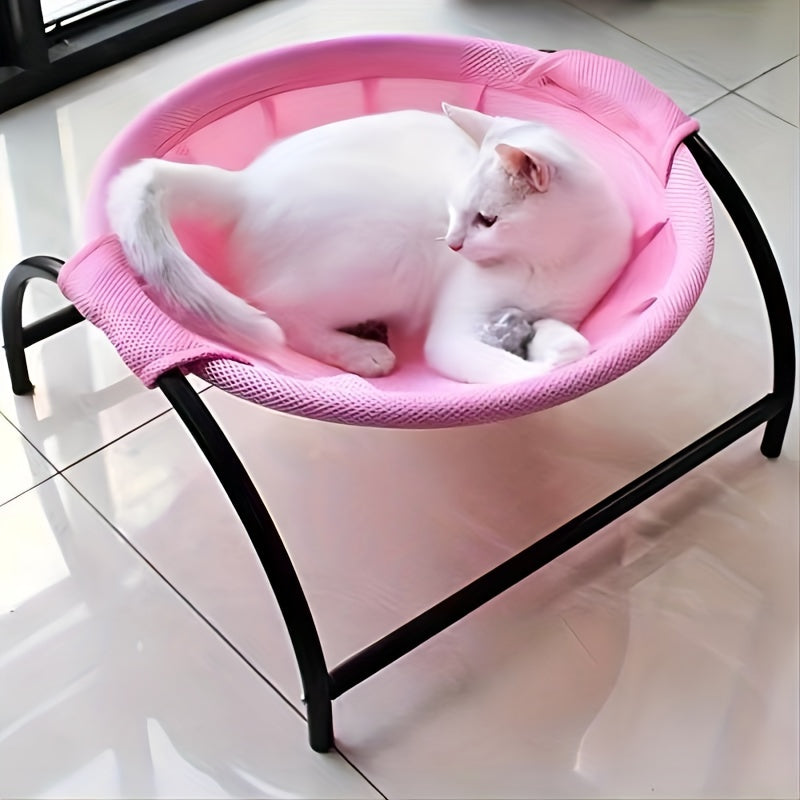 Alloy Steel Cat Hammock Bed, Free-Standing Pet Sleeping Bed, Easy Assembly, Washable, Stable Structure, Excellent Breathability, Indoor/Outdoor Use, Detachable Design for Cats
