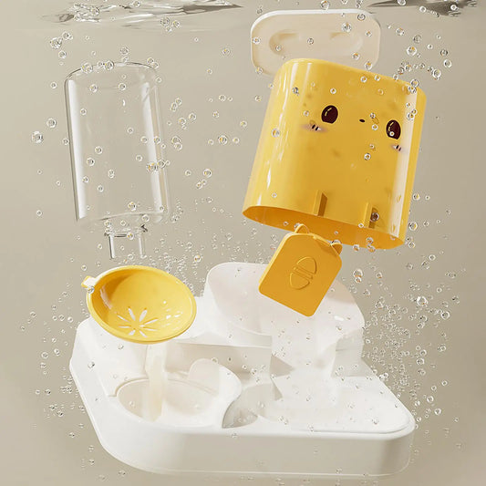 2 in 1 Automatic Pet Feeder Pet Food Bowl for Small Animals Small Dogs Feeding Dispenser Travel Convenient