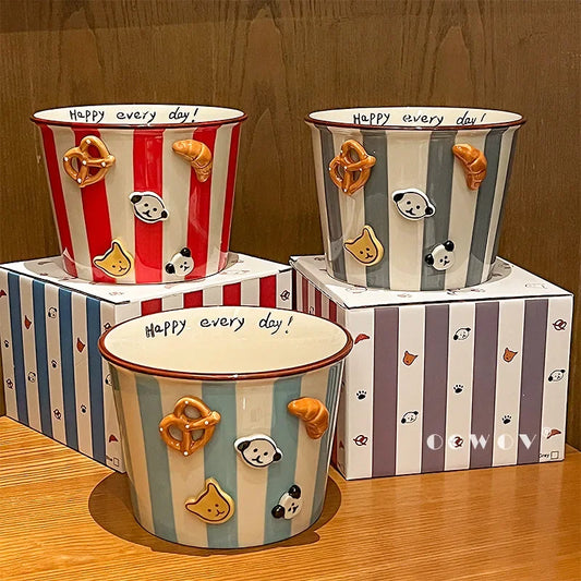 Snacks, Puppies, Ceramic Snack Bowls, Household Soup Bowls, Noodle Bowls, Snacks, Fried Chicken, French Fries, Buckets, Popcorn