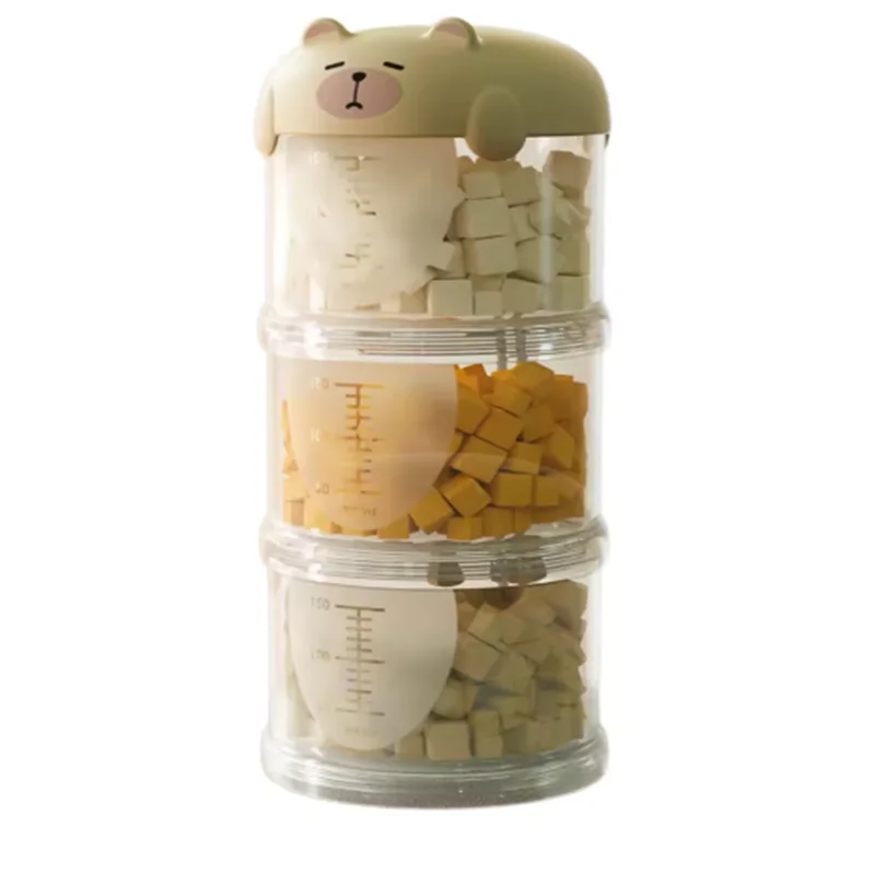 Portable Plastic Multi-Layer Moisture-Proof Cute Dog Snacks Storage Box Sealed Pet Food Removable Three Layers Packing Box