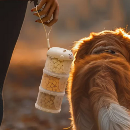 Portable Plastic Multi-Layer Moisture-Proof Cute Dog Snacks Storage Box Sealed Pet Food Removable Three Layers Packing Box