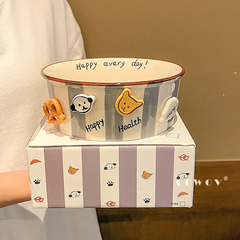 Snacks, Puppies, Ceramic Snack Bowls, Household Soup Bowls, Noodle Bowls, Snacks, Fried Chicken, French Fries, Buckets, Popcorn