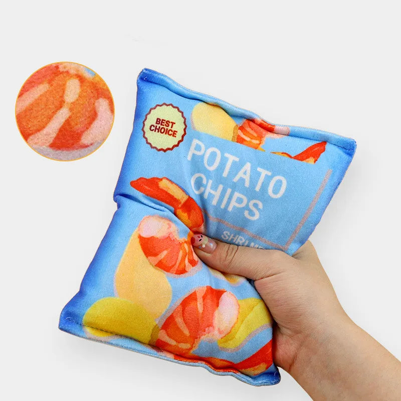Funny Dog Toys Crisps Plush Filled Pets Squeaky Chew Toy Bite-resistant Sounding Paper Toys For Small Medium Pets Supplies