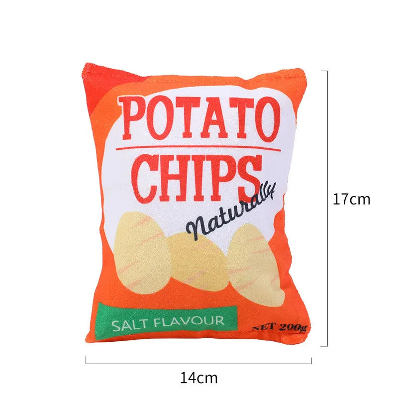 Funny Dog Toys Crisps Plush Filled Pets Squeaky Chew Toy Bite-resistant Sounding Paper Toys For Small Medium Pets Supplies