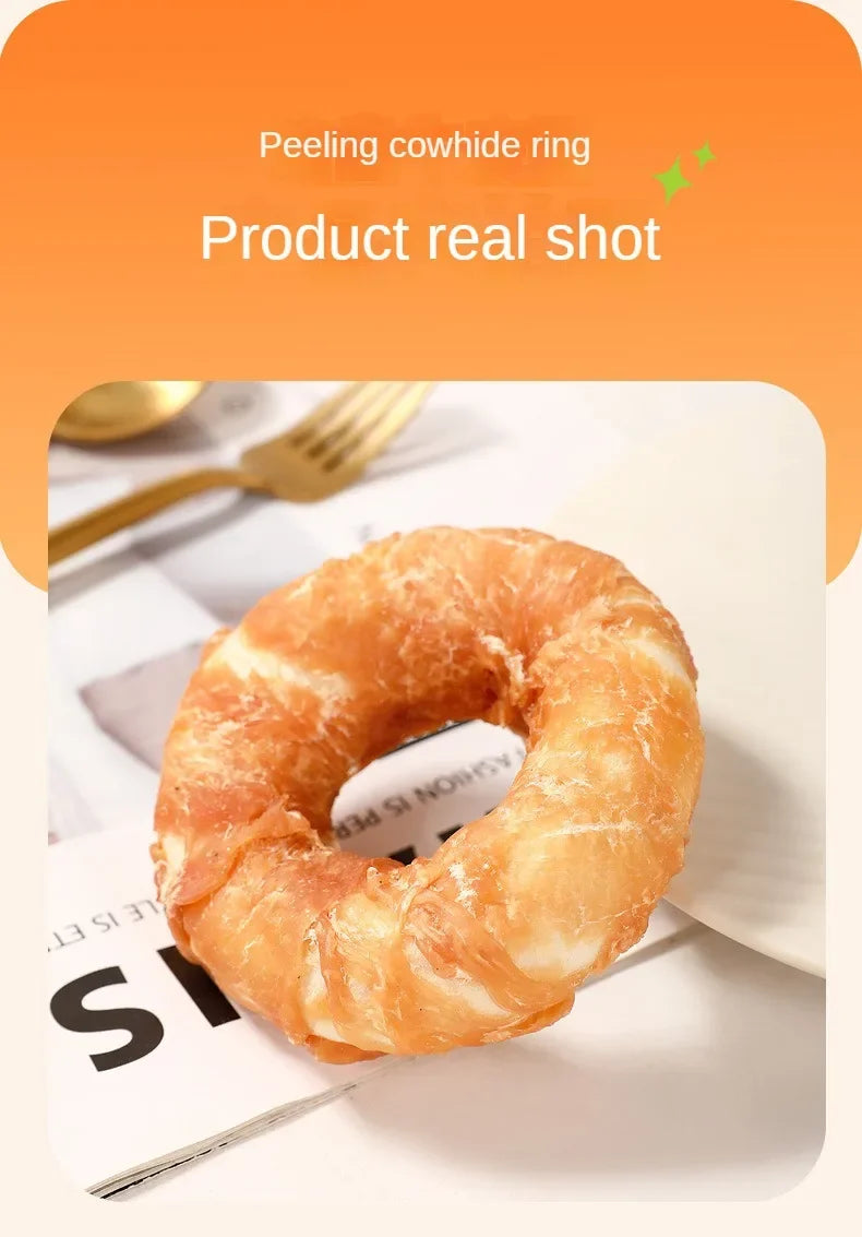 Dog Snacks Lnteractive Rewards Dog Kraft Chicken and Duck Donuts Pet Teething Stick Puppy Chewing Training Snacks Bite Resistant