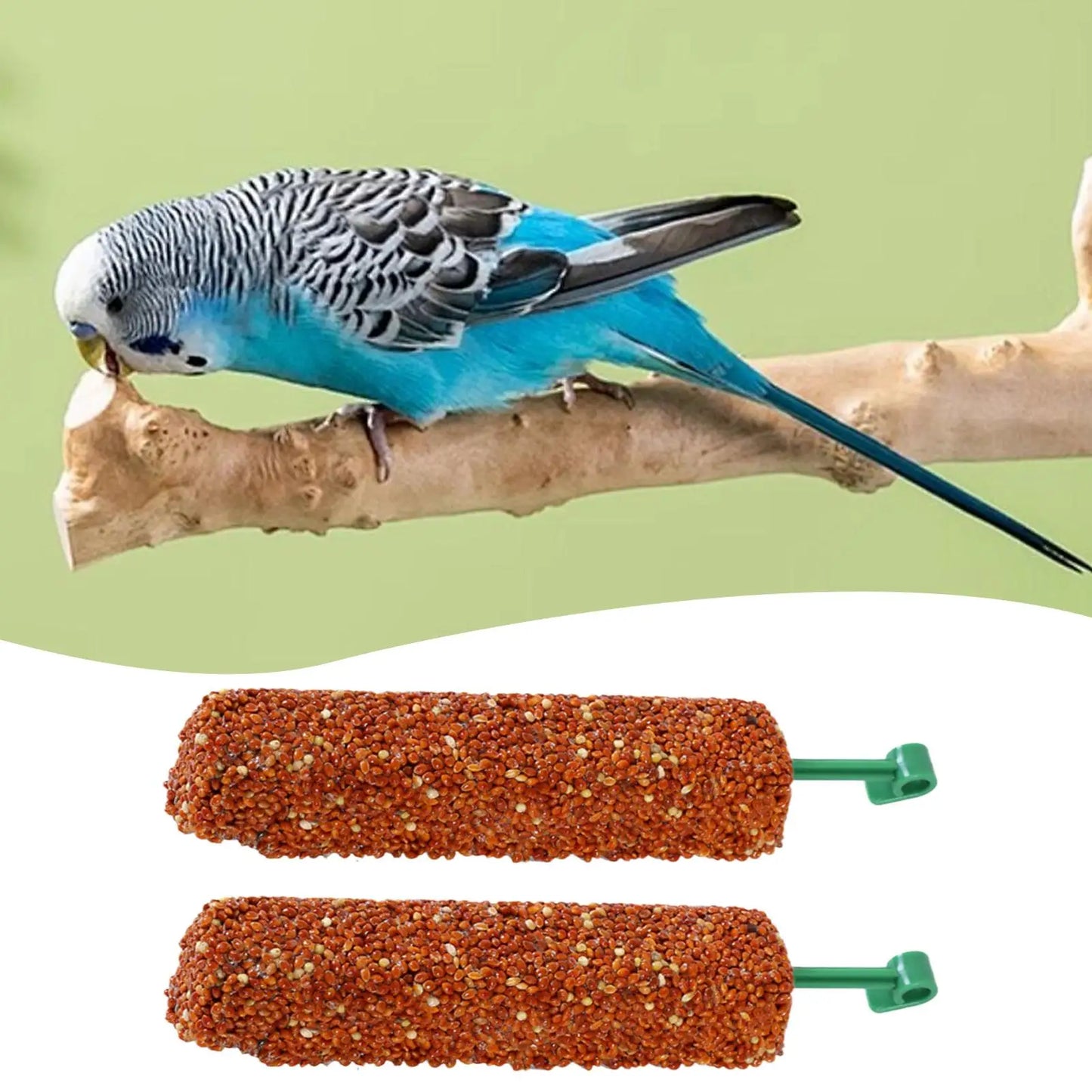 2PCS Parakeet Treats Sticks Bird Snacks Training Food Rewards Chewing Foraging Snacks for Myna Parakeet Finch Conure Parrot