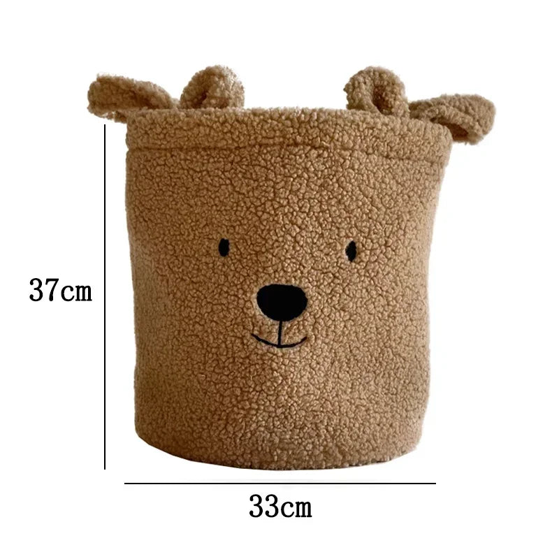 Lambswool Pet Toys Snacks Canvas Storage Basket Bear Dirty Clothes Basket Children's Toys Super Soft Touch Charpa Cotton
