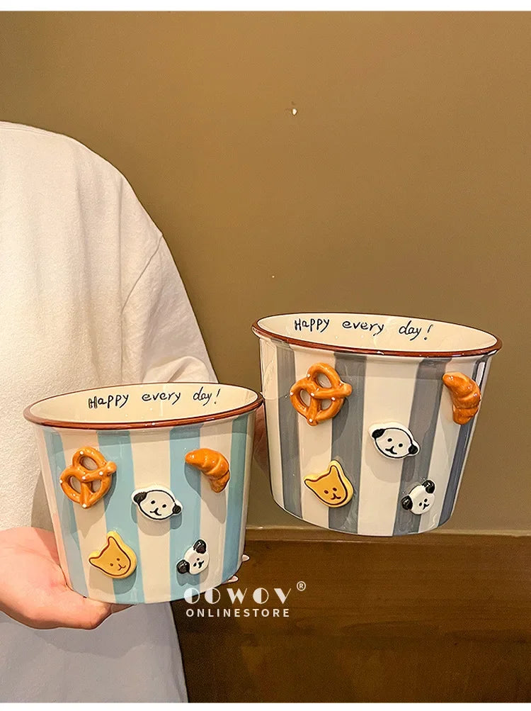 Snacks, Puppies, Ceramic Snack Bowls, Household Soup Bowls, Noodle Bowls, Snacks, Fried Chicken, French Fries, Buckets, Popcorn