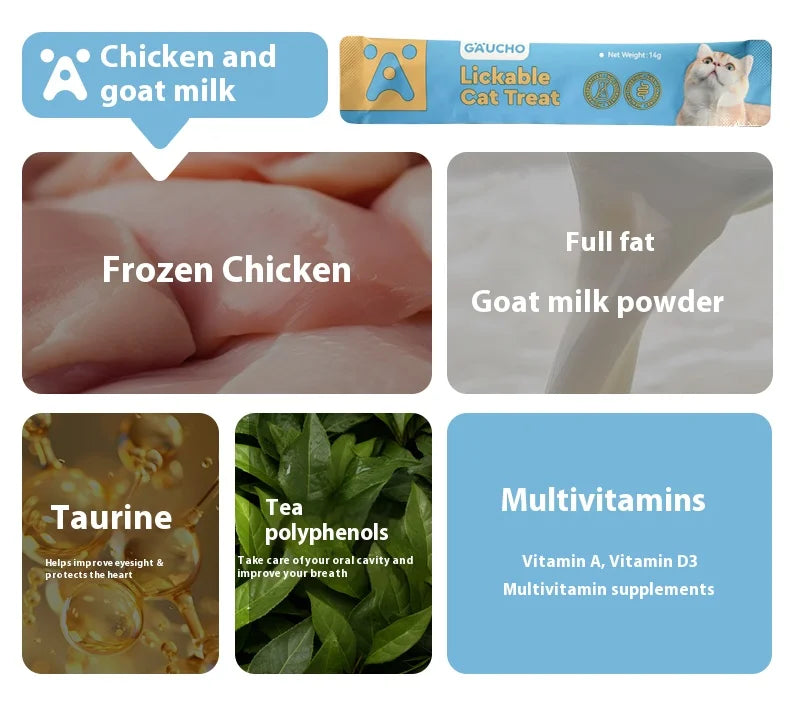 Cat Snacks Cat Food High Protein Liquid Fresh Meat Cat Grass Salmon Chicken Nutritional Snacks Pet Training Reward Snacks
