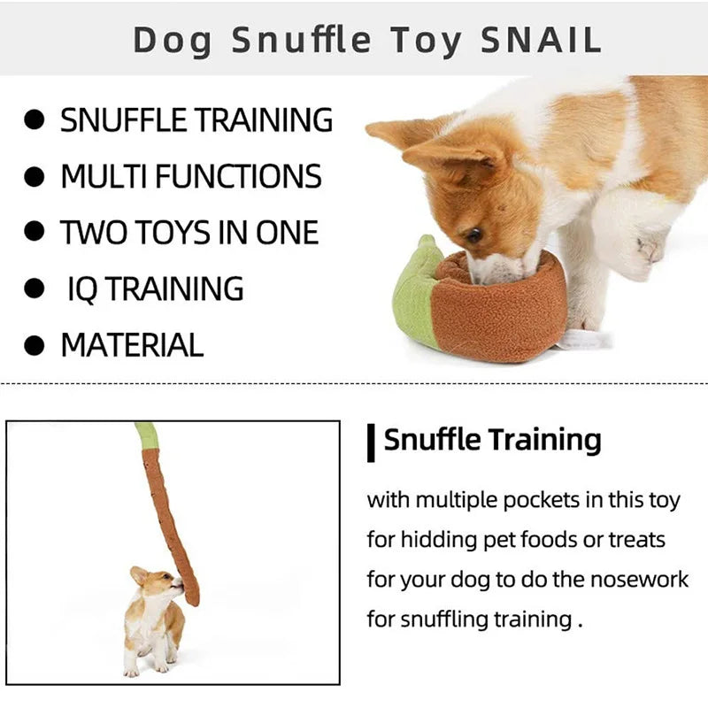 Dog Squeak Toys Pet Sniffing Plush Snails Toys Tibetan Food Molar Puzzle Dog Toys Interactive Dog Puzzle Toy Feeder Pet Supply