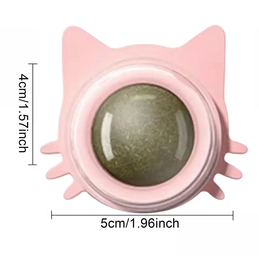 Catnip Balls Funny Lickable Cat Snack Catnip Balls Cat Ear Mint Spinning Ball Teeth Clean Toy For Small Medium Cats Pet Supplies