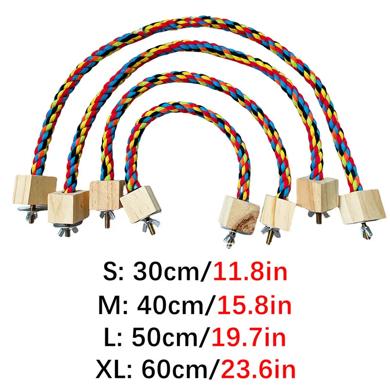 Pet Bird Bite Toys Parrot Color Cotton Rope Toys Elastic Parrot Climbing Toys Sturdy Bird Swing Harness Cage Pet Toy Swing Stand