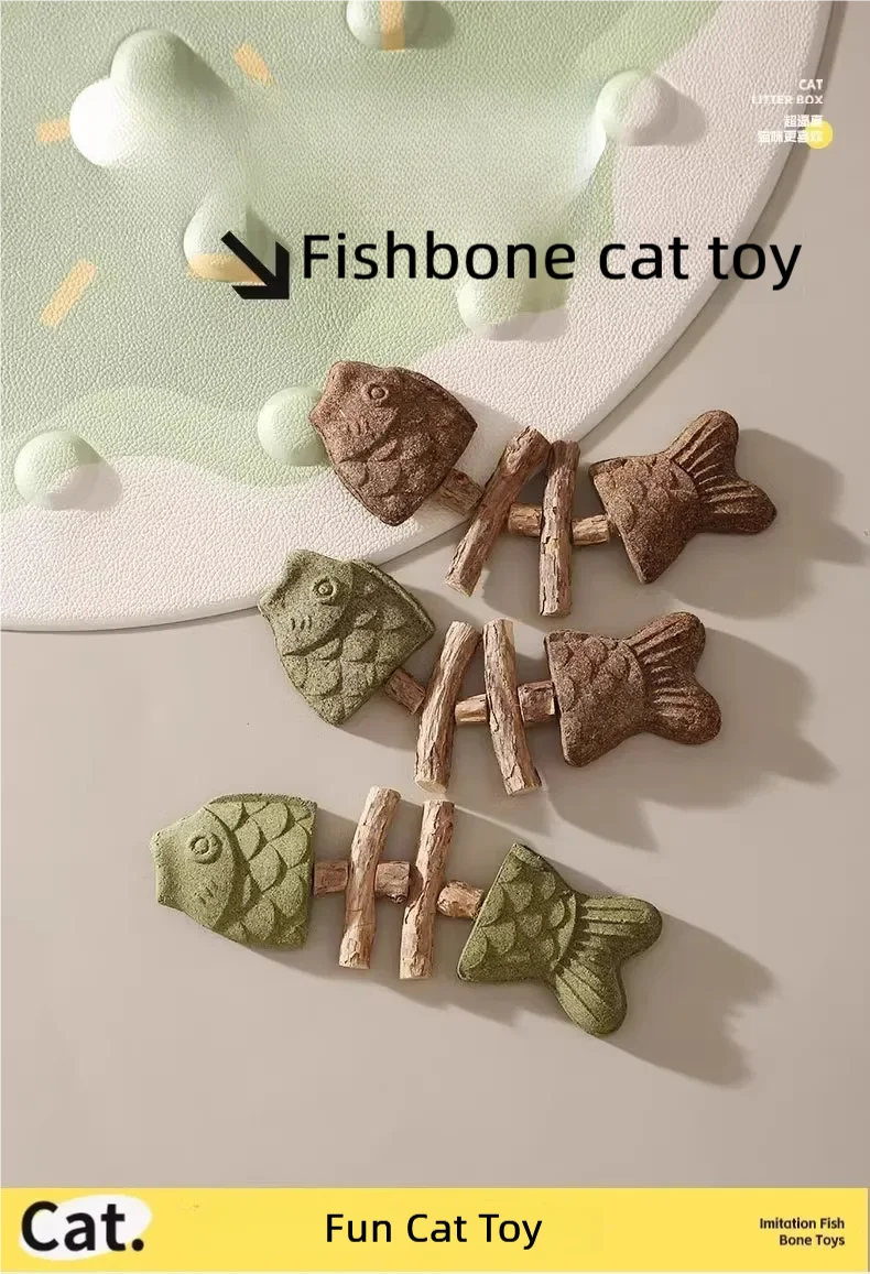 Catnip Balls Funny Fish Bone Cat Toys Lickable Snack Catnip Silvervine Kitten Chewing Cleaning Teeth Toy For Cats Pet Supplies