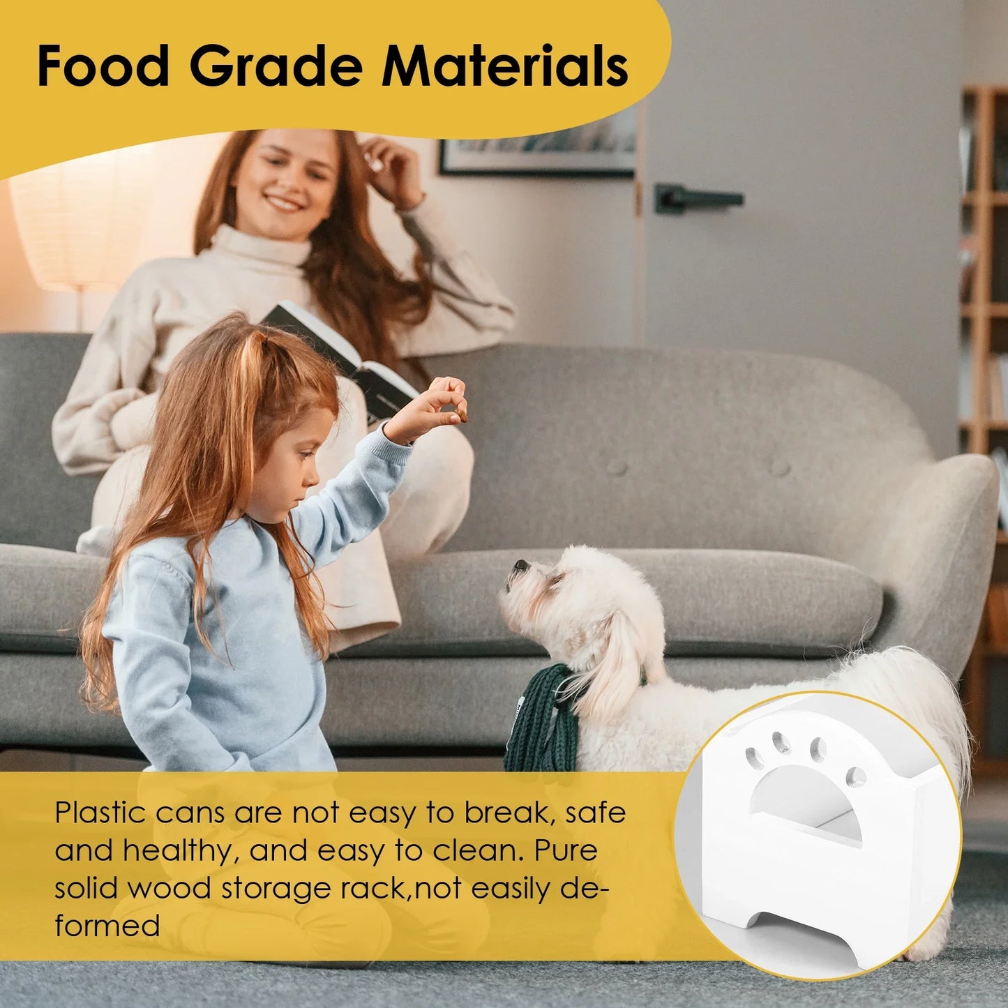 Pet Food Storage Container With Wood Holder And 3 Sealed Plastic Containers Pet Snack Storage Organizer For Dog Cat Storage