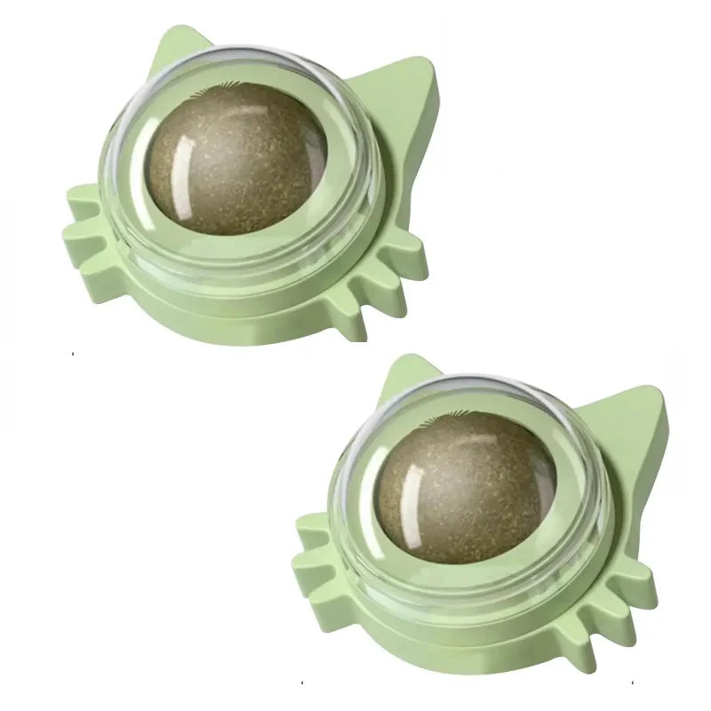 Catnip Balls Funny Lickable Cat Snack Catnip Balls Cat Ear Mint Spinning Ball Teeth Clean Toy For Small Medium Cats Pet Supplies