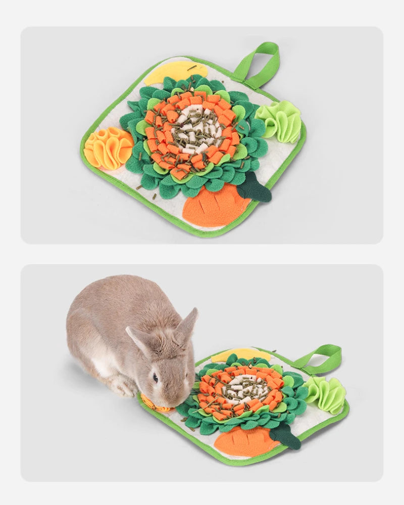 Pet Sniffing Mat Rabbit Feeding Mat Hamster Sniffing Training Toy Foraging Blanket Emotional Relief Slow Eating Pad