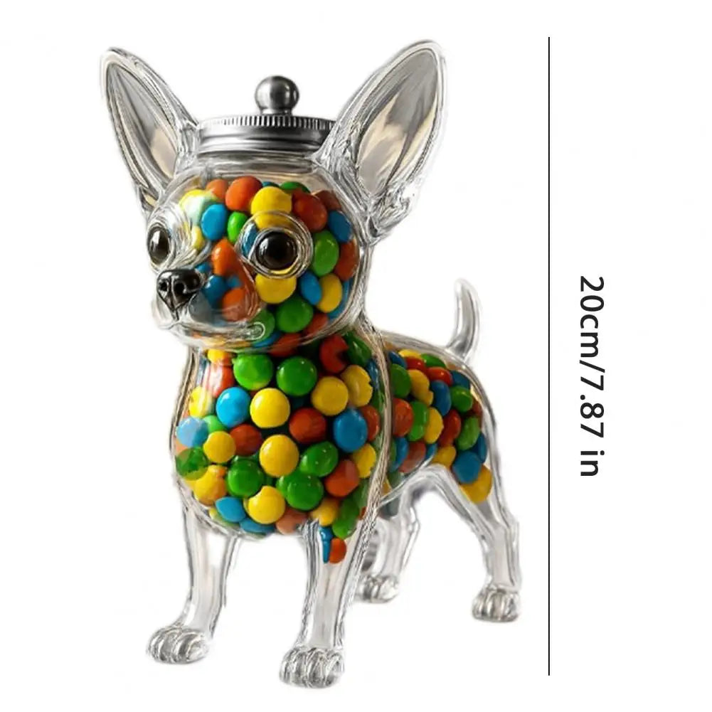 Chihuahua Dog Treat Glass Jar Airtight Snack Storage Container Pet Snack Holder Reusable Transparent Glass Candy Storage Jar