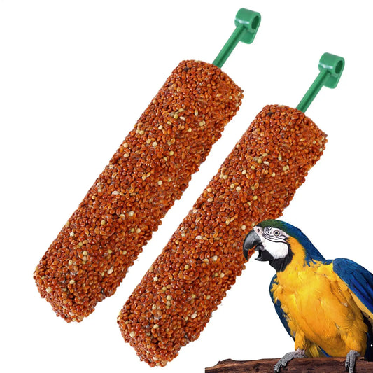 2PCS Parakeet Treats Sticks Bird Snacks Training Food Rewards Chewing Foraging Snacks for Myna Parakeet Finch Conure Parrot