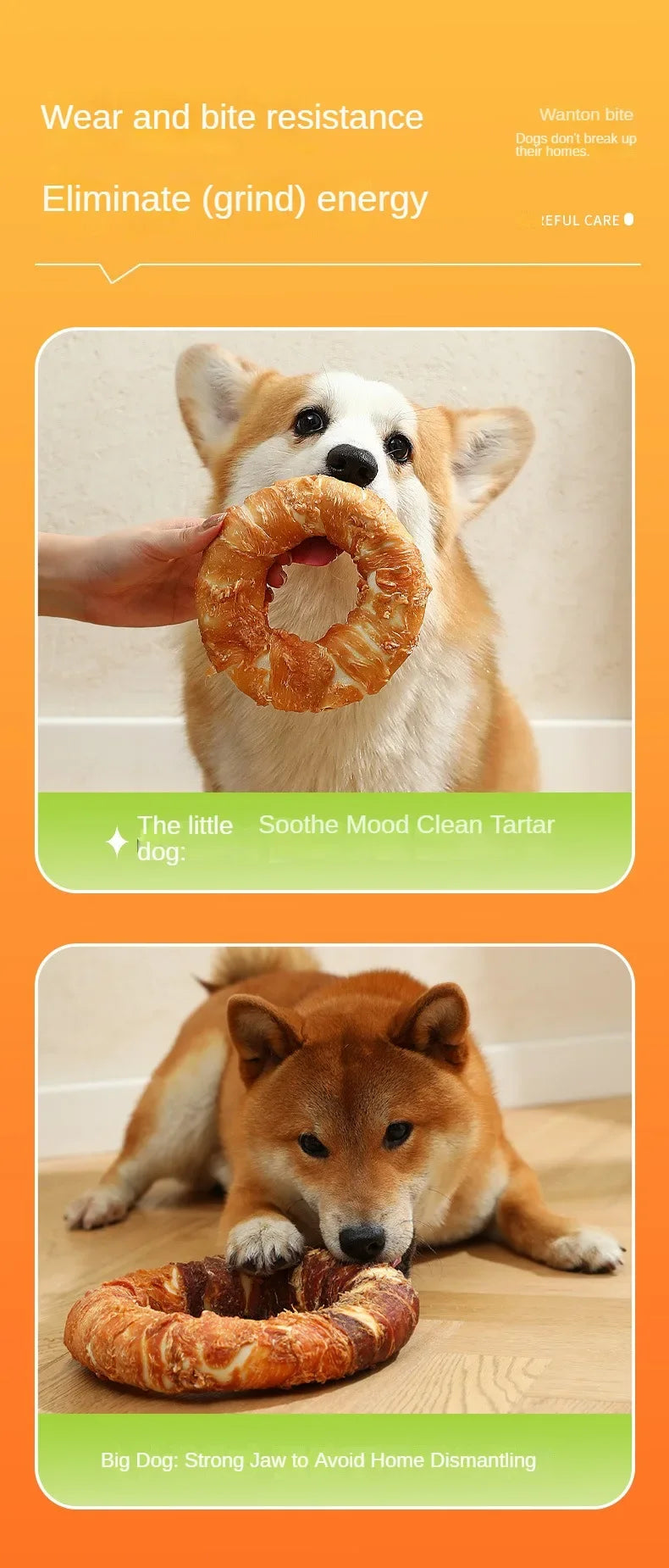 Dog Snacks Lnteractive Rewards Dog Kraft Chicken and Duck Donuts Pet Teething Stick Puppy Chewing Training Snacks Bite Resistant