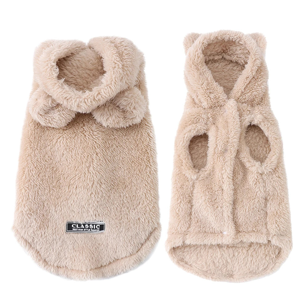 Winter Pet Puppy Hoodie Sweater For Small Medium Dogs Cats Warm Fleece Dog Clothes Coat Yorkshire Chihuahua Jacket Pug Costume