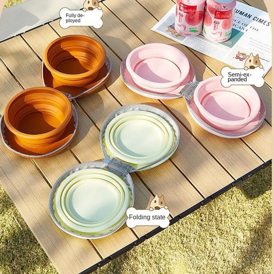 Portable Silicone Pet Bowl for Dogs Cats Collapsible Travel Dish Carabiner Clip Food Water Container Feeding Tray Bowls
