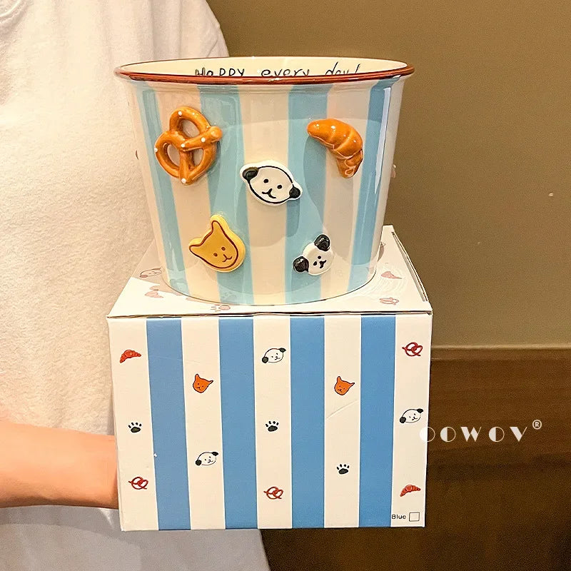 Snacks, Puppies, Ceramic Snack Bowls, Household Soup Bowls, Noodle Bowls, Snacks, Fried Chicken, French Fries, Buckets, Popcorn